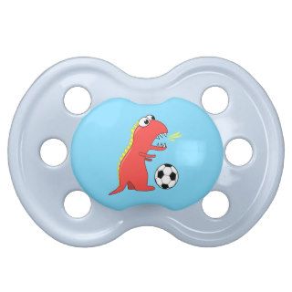 Funny Cartoon Dinosaur Soccer Baby Boy Baby Pacifier