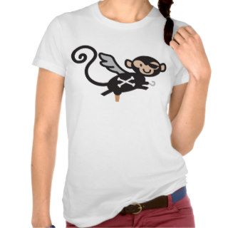 Pirate Monkey Ladies AA Cap Sleeve Raglan Tee Shirts