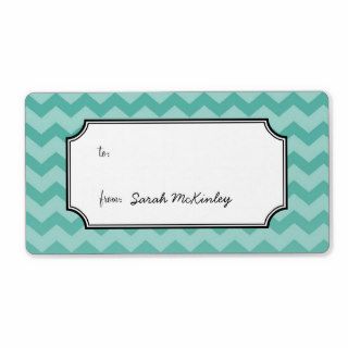 Chic chevron pattern teal to custom gift tag custom shipping label