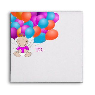 Happy Birthday Balloons Baby Girl Envelope