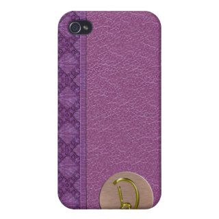 Leather and Lace D Letter Purple iPhone 4 Case