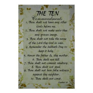 The Ten Commandments bible verse Exodus 20 Posters