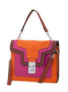 Melie Bianco Color Block Juliet Cross Body Purse Handbag (Orange) Shoulder Handbags Clothing
