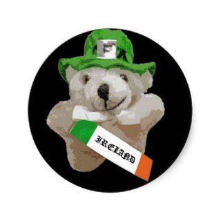 Ireland, Irish Leprechaun Teddy Bear, Black Stickers