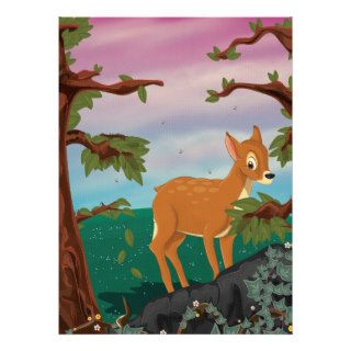Cute Cartoon Deer Personalized Invites