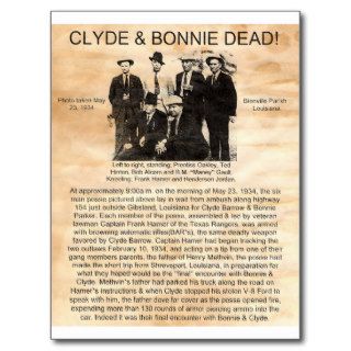 Bonnie and Clyde Dead Postcards