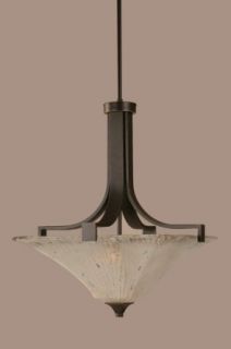 Toltec Lighting 571 DG 661 Apollo   Three Light Pendant, Dark Granite Finish with Square Frosted Crystal Glass   Ceiling Pendant Fixtures  