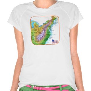 Map of Appalachian Mountains East Coast USA T Shirts