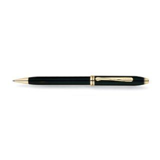 Cross Townsend, Black Lacquer, Ballpoint Pen, with 23 Karat Gold Plated Appointments (572)  Rollerball Pens 