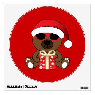 Cool Santa Bear with sunglasses and gift Wall Stickers