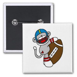 Sock Monkey Football T shirts and Gifts Buttons