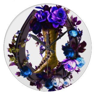 Vintage Goth Floral Boot & Lucky Horseshoe Clocks