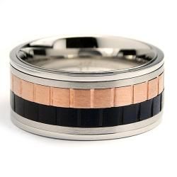 Oliveti Tri color Stainless Steel Men's Spinner Ring (10 mm) Oliveti Men's Rings