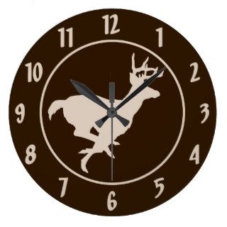 Hunting Hunter Buck Running Animal Running Clock