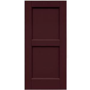Winworks Wood Composite 15 in. x 33 in. Contemporary Flat Panel Shutters Pair #657 Polished Mahogany 61533657