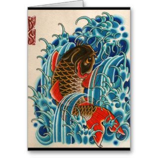 Cool Japanese Koi Fish tattoo art Greeting Cards