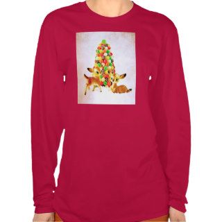 Vintage Fawns by Gumdrop Christmas Tree T shirts