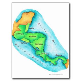 Map of Central America Post Card