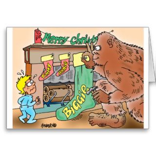 Bigfoot Christmas Stocking Greeting Card