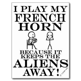 Keeps Aliens Away French Horn Post Cards