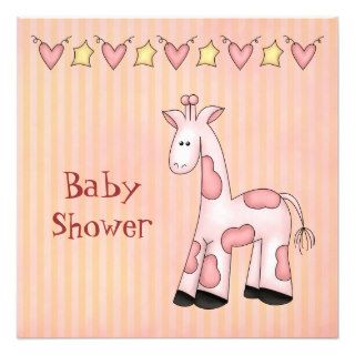 Pink Giraffe Baby Shower Invitation
