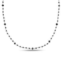 Miadora 14k White Gold 10 1/2ct TDW Black Diamond Bead Necklace Miadora Diamond Necklaces