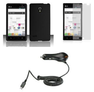 LG Optimus L9 (T Mobile, Metro PCS) Combo   Black Silicone Gel Cover + Atom LED Keychain Light + Screen Protector + Micro USB Car Charger Cell Phones & Accessories