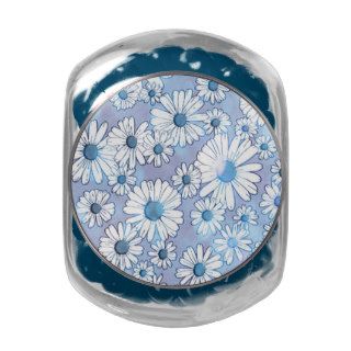 Blue Daisy Bouquet Glass Candy Jars