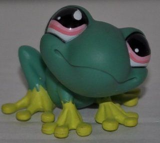 Frog #562 (Green, Pink Eyes, Lemon Yellow Toes & Spots) Littlest Pet Shop (Retired) Collector Toy   LPS Collectible Replacement Single Figure   Loose (OOP Out of Package & Print) 