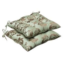 Pillow Perfect Outdoor Brown/ Green Floral Tufted Seat Cushions with Sunbrella Fabric (Set of 2) Outdoor Cushions & Pillows