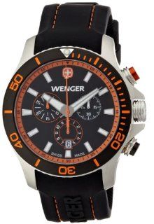 Wenger Sea Force Chrono Men's Quartz Watch with Black Dial Analogue Display and Black Silicone Strap 010643104 Watches
