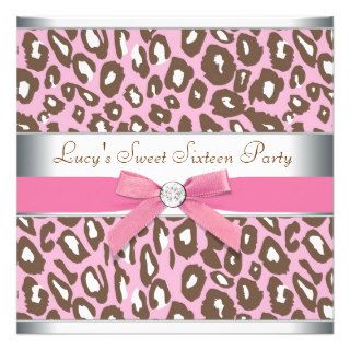 Pink Leopard Sweet 16 Party Custom Invites
