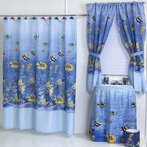 Tropical Sea Ocean Themed Shower Curtain Fabric Brand New  Shower Curtain Fish  