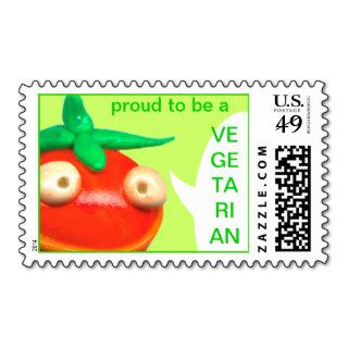 vegetarian funny cute cartoon tomato postage stamps