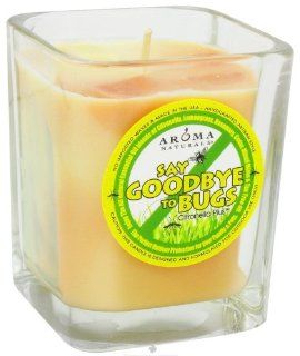 Aroma Naturals   Say Goodbye to Bugs Citronella Plus Soy VegePure Square Glass Eco Candle Health & Personal Care