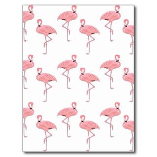 pink flamingo pattern postcard