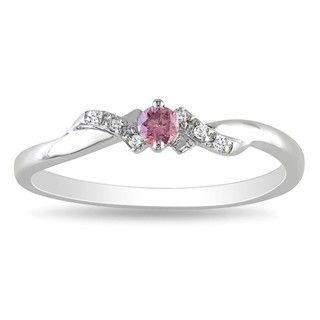 Miadora Sterling Silver Pink and White Diamond Ring Miadora Diamond Rings