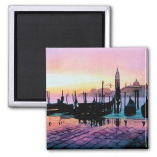 "Sunrise St. Mark's" Gondola Watercolor Refrigerator Magnets