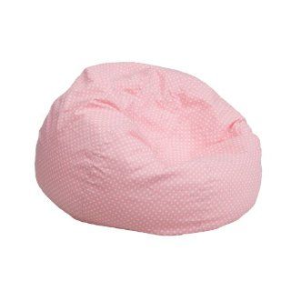 Flash Furniture Kids Bean Bag Chair, Small, Light Pink with White Dots  
