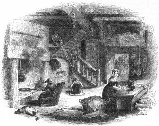 BUILDINGS English Cottage, antique print, 1845  