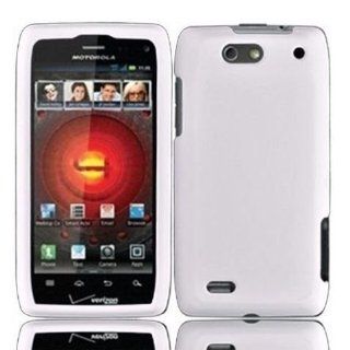 Bundle Accessory for Verizon Motorola Droid 4 Accessory   White Hard Rubberized Designer Protective Case Snap On Cover + MyDroid Transparent/Clear Decal Cell Phones & Accessories
