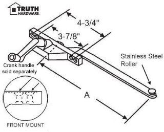 Casement Window Operator, Left Hand, Front Mount, Stainless Steel Roller, Bronze, 13 1/2" Long Arm   Tools Products  