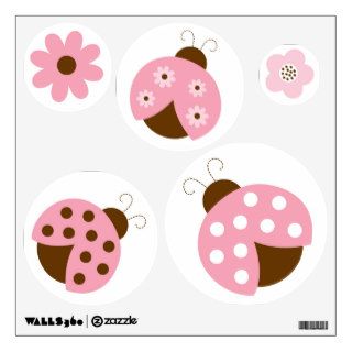 Mod Pink Ladybug Circle Wall Stickers Decals