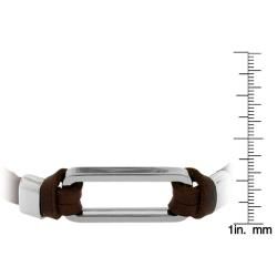 Silvertone and Brown Leather Center Ring Design Bracelet Moise Fashion Bracelets