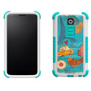 Beyond Cell Tri shield Durable Hybrid Hard Shell & TPU Gel Case for Lg G2 2013 (At&t, Verizon)   Design Paris City Blue   Retail Packaging   White/light Blue Cell Phones & Accessories