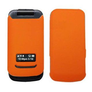 Fits Motorola I410 Hard Plastic Snap on Cover Solid Orange (Rubberized) Boost Mobile Cell Phones & Accessories