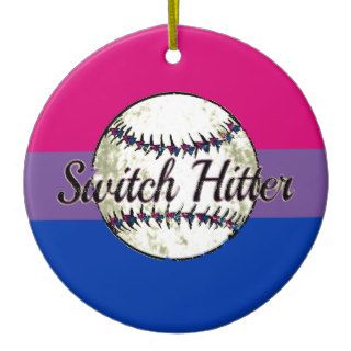Switch Hitter With Bi Pride Flag Christmas Tree Ornaments