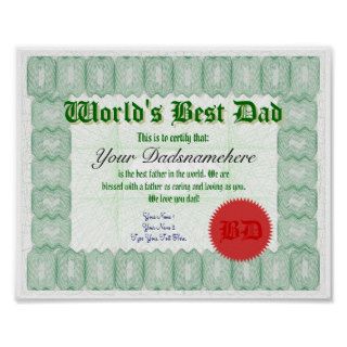 Create a World's Best Dad Certificate Print