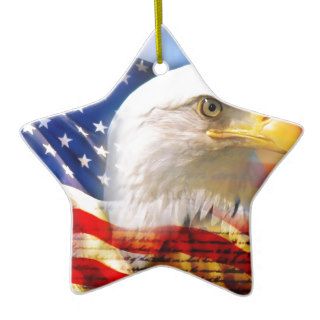 American Flag with Bald Eagle Christmas Ornament
