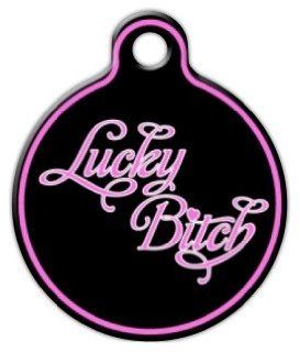 Lucky Bitch   Custom Pet ID Tag for Dogs and Cats   Dog Tag Art   LARGE SIZE  Pet Identification Tags 